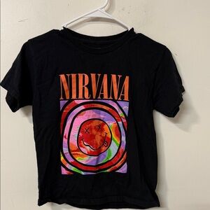 NIRVANA Black Tee with Colorful Graphic